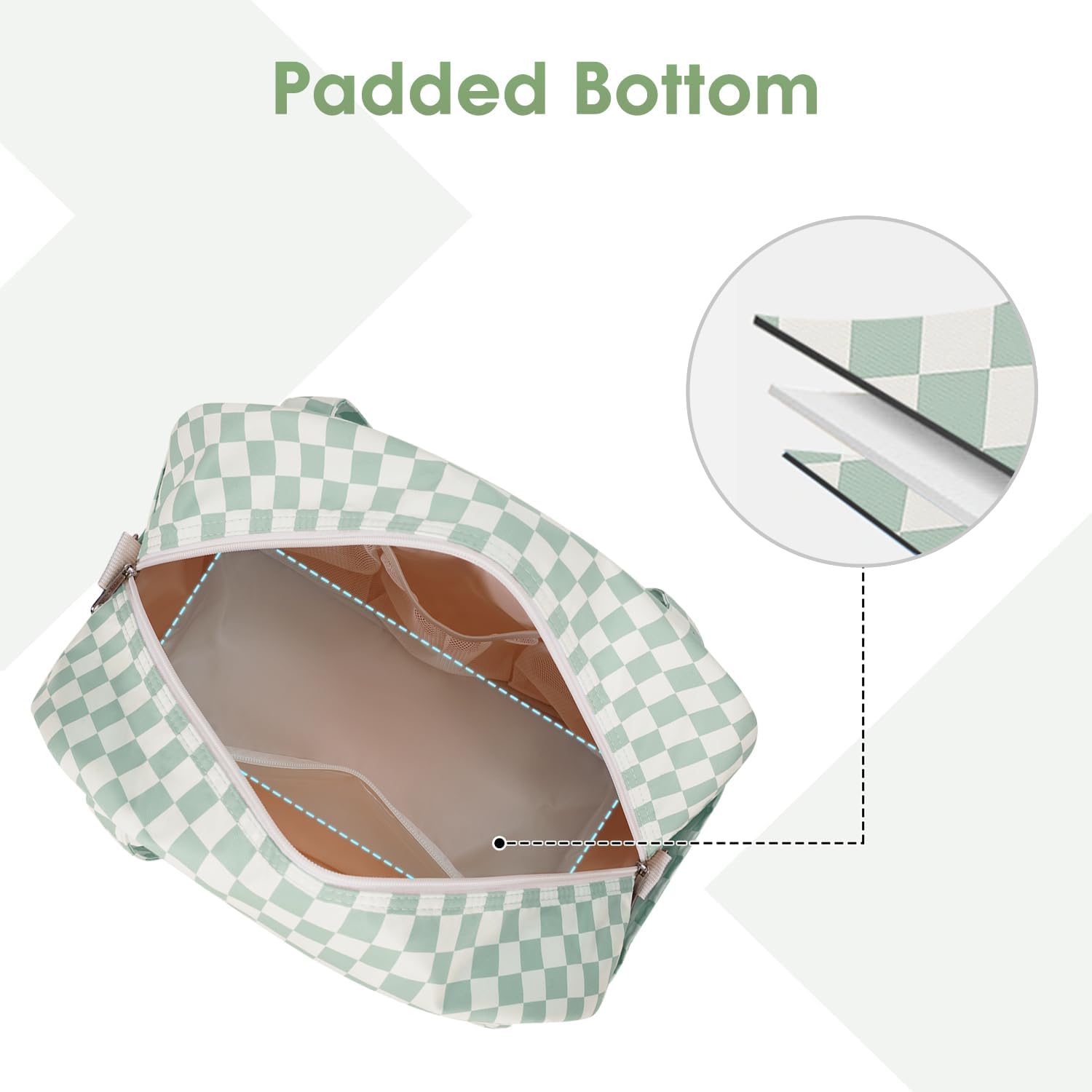 Narwey 18" Carry on Bag Underseat for Airplane with Wet Pocket Spirit Airlines Personal Item Bag Travel Duffel Bag Small Gym Bag Weekender Overnight for Women and Men (Mint Green Checkerboard) - Image 5