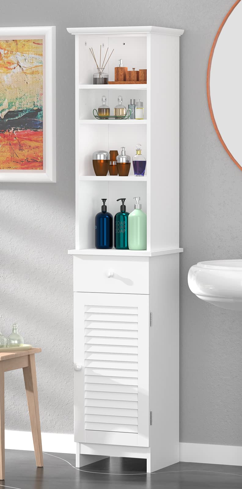 Buy Aowos Bathroom Storage Narrow Tall Slim Floor with