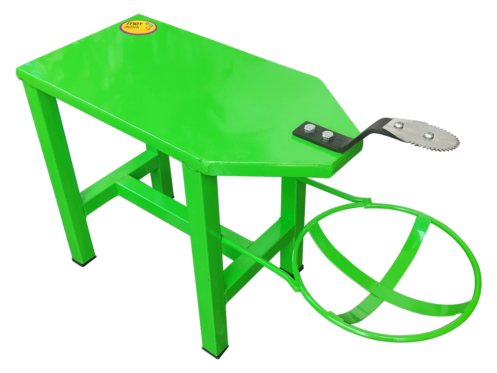 MDT India Chirava Stool Coconut Scraper Medium Size with Plate Holder (Medium Size, Green)