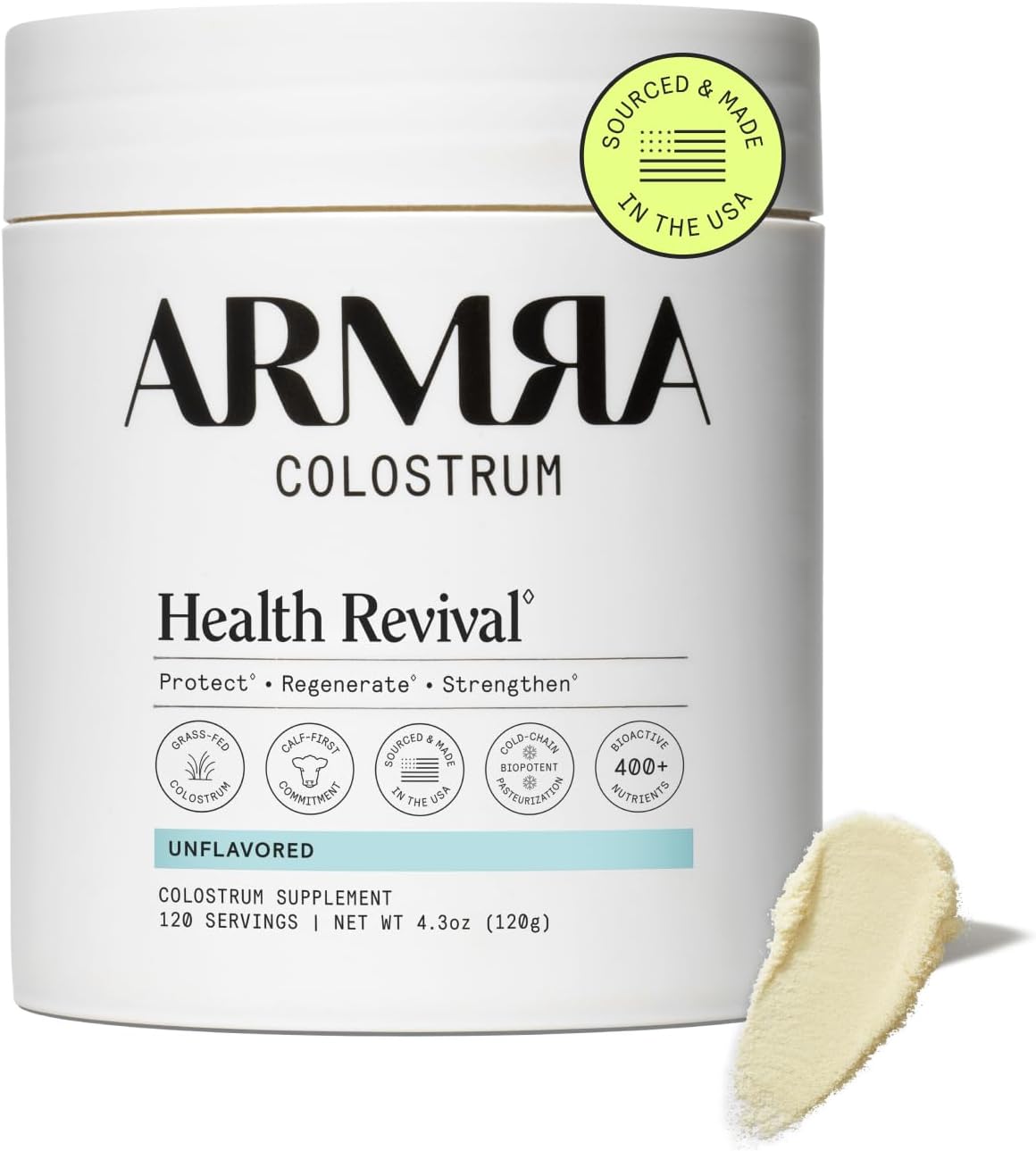 ARMRA Colostrum Powder | Unflavored | Gut Health & Bloating | Skin & Hair | Immunity | Keto, Gluten & Fat-Free | 120 Servings