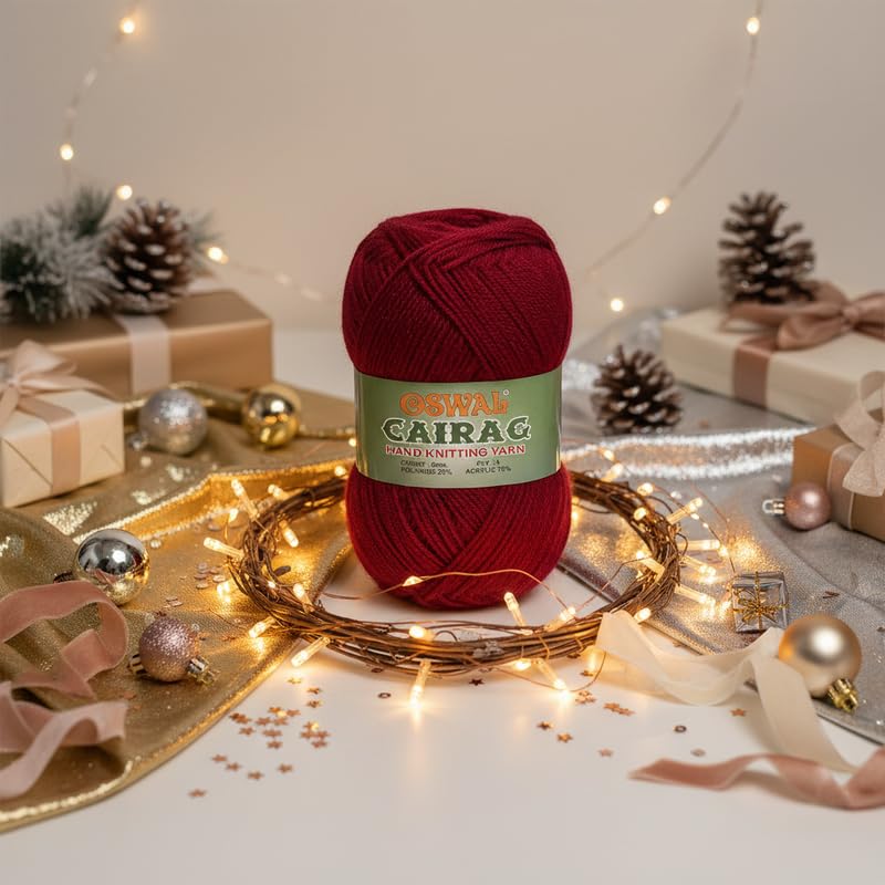 Image of M.G ENTERPRISE Os wal Chirag Mehroon (400 gm) Wool Ball Hand Knitting Wool /Art Craft Soft Fingering Crochet Hook Yarn, Needle Knitting Yarn Thread Dyed FA