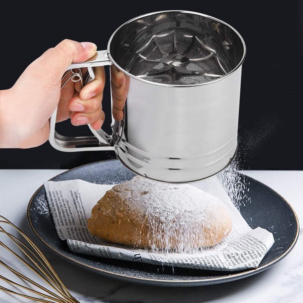 Filtri Scolapasta e colini for alimenti Setaccio for farina Setaccio manuale a doppio strato in acciaio inox Setaccio da cucina Utensile da cucina for torte, pasticcini, crostate, cupcake e dessert