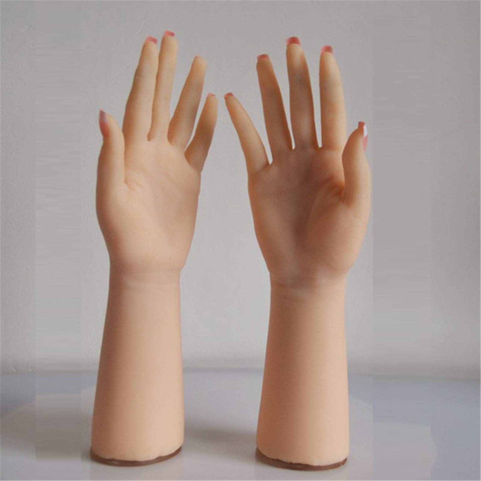 Silikon Naturgetreue Hand, Silikon-Hand-Modell 1 Paar-Silikon-Life-Size weiblich Gefälschte Hände mit Knochen beweglichen Fingern/Handgelenk, realistisches Maniküre-Lehrmodell,A Left