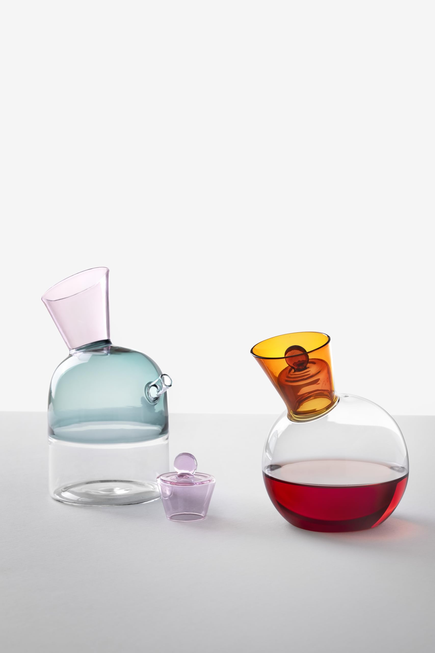 Ichendorf Milano Oliera Trasparente/Rosa/Blu | Collezione Travasi | 32 cl | Vetro Borosilicato | Fatto a Mano