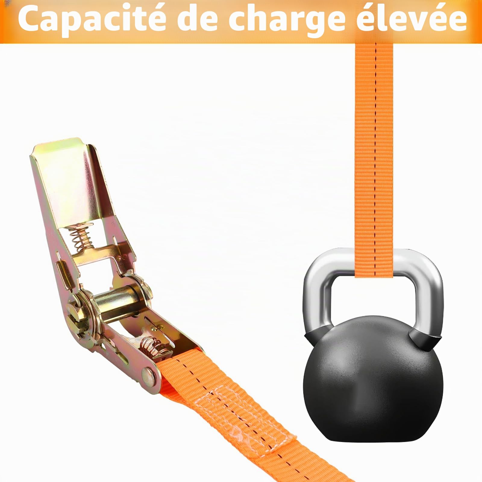 WOPPLXY Lot de 4 Sangle a Cliquet de 800kg, Sangles d'Arrimage 8 m Long 25 mm de Large, Sangle Moto pour Déménagement, Camping, Moto, Vélo