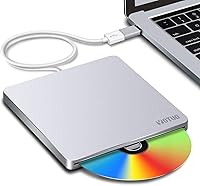 Vista 13 de Unidad externa de CD/DVD, USB 3.0 portátil y USB-C CD RW, reproductor de DVD, quemador de DVD para laptop, escritorio, compatible con Windows