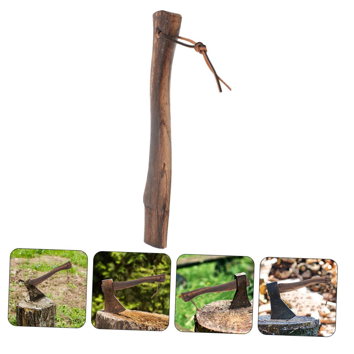 Manche de Hache en Bois Mini, Lot de 2, Marron Café, sans Bavures