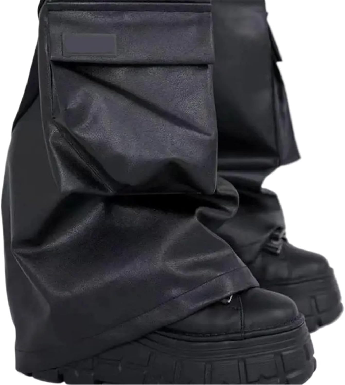 Women Leather Leg Warmers Girls Harajuku Punk Knee High Leg Socks with