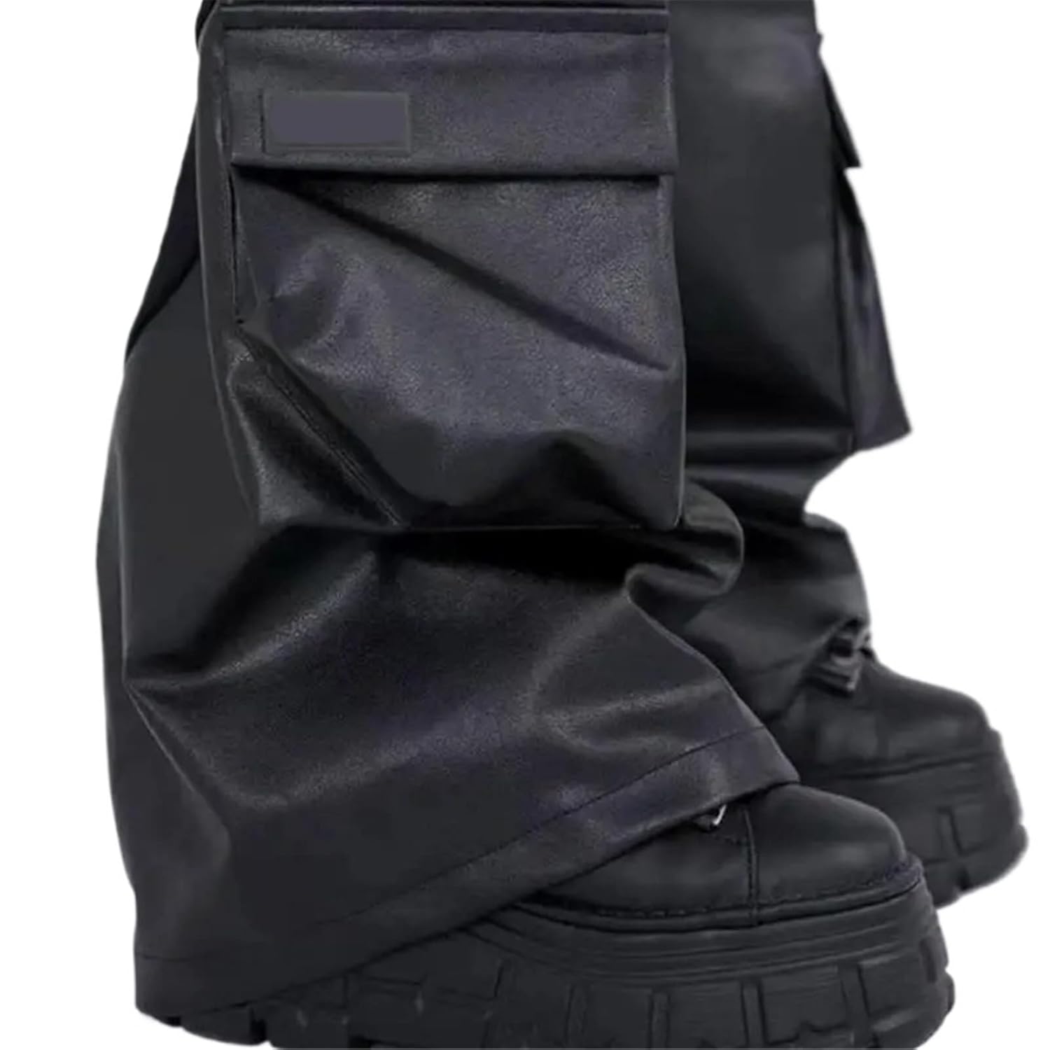 Women Leather Leg Warmers Girls Harajuku Punk Knee High Leg Socks with