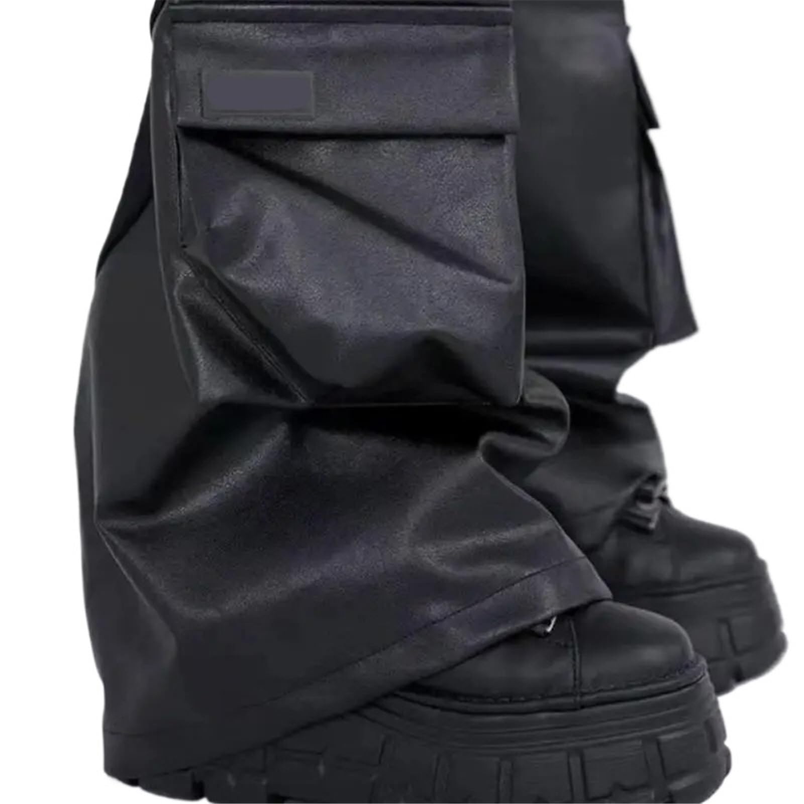 Women Leather Leg Warmers Girls Harajuku Punk Knee High Leg Socks with