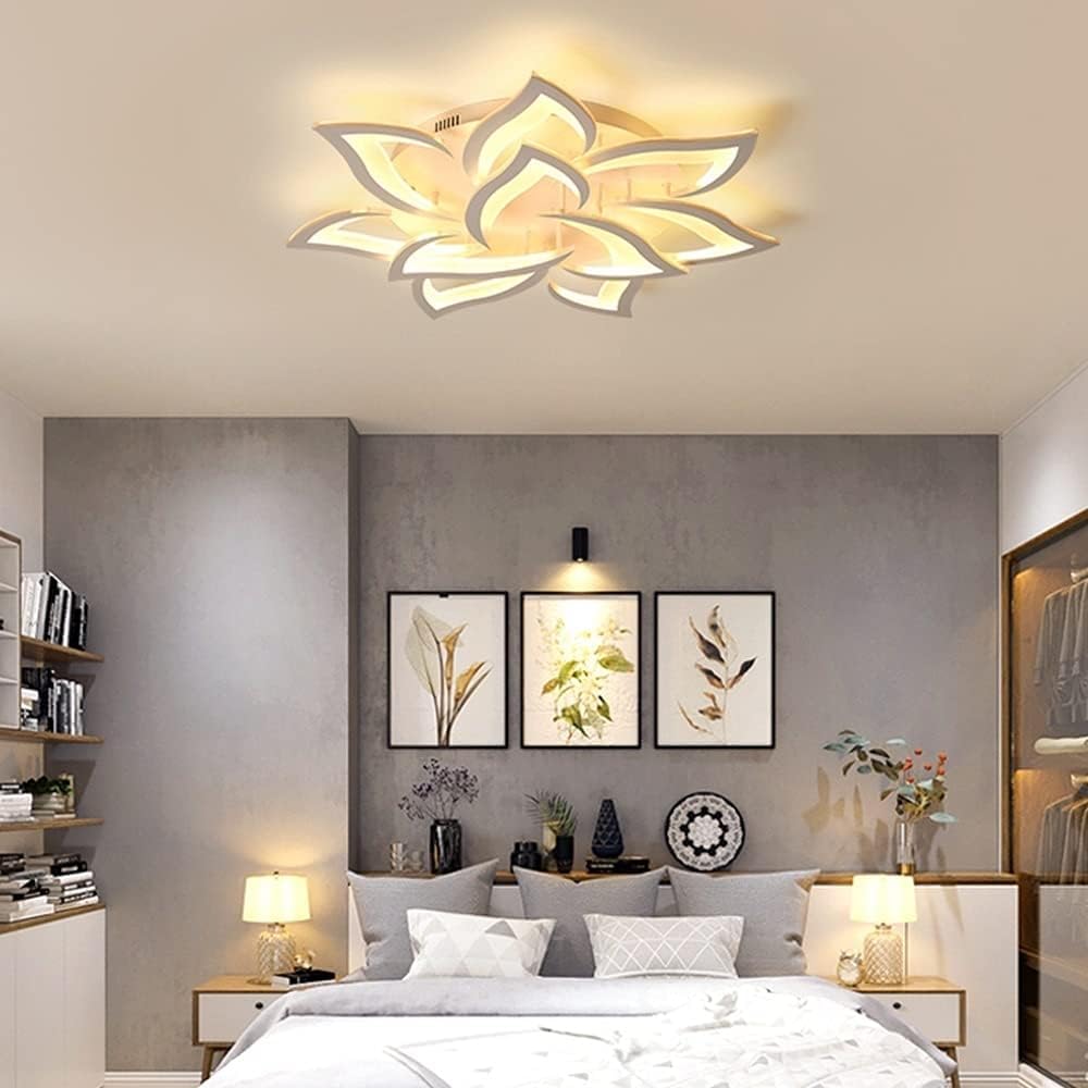 Plafoniera LED Soffitto Dimmerabile 3000K-6000K, Creativa Petalo Lampadario Soggiorno 60W 6000lm, Lampadario Camera da Letto da Pannello Acrilico, Lampadari Moderni 10 Luci