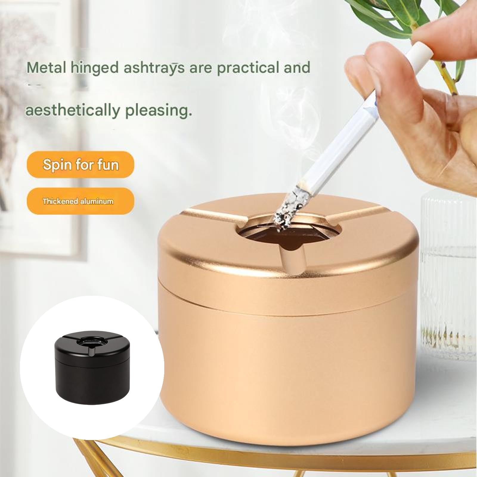 Tsophreniq Aluminum Vehicle Ashtray Offering Spacious Containment and Secure for Indoor Vehicle Car Ashtray with Lid Smell Proof