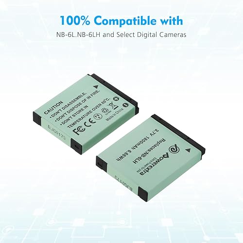 Miniatura 3 de NB-6LH - Paquete de 2 baterías mejoradas compatibles con cámaras Canon Powershot S120 SX510 HS SX280 HS SX500 es SX700 D20 S90 D30 ELPH 500 SX270