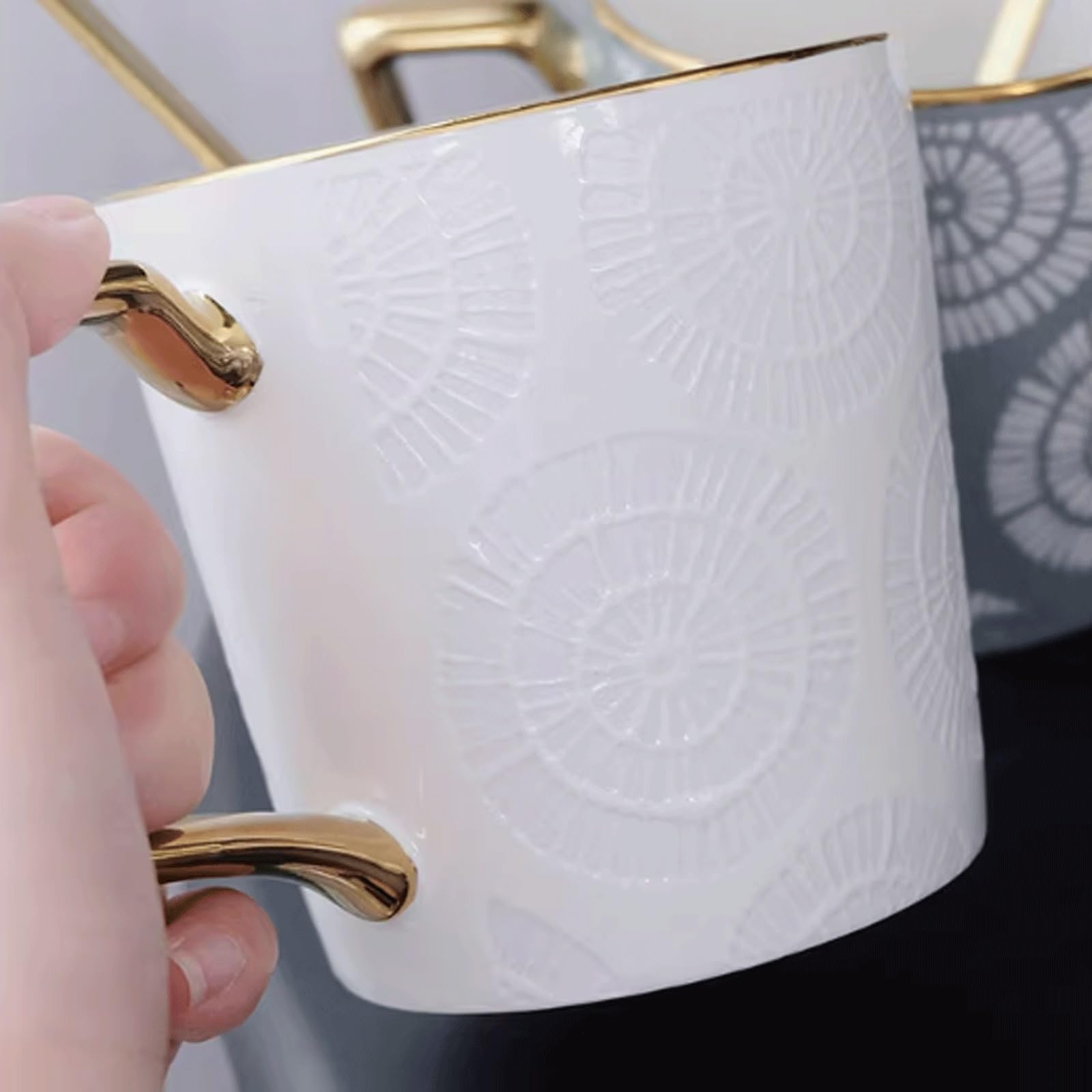 Kaffeetasse Keramik-Unterglasur-Tasse for Zuhause, Büro, Kaffeetasse, Wassertasse for Mädchen, großes Fassungsvermögen, Paar-Tassen Teetasse(Size:A)