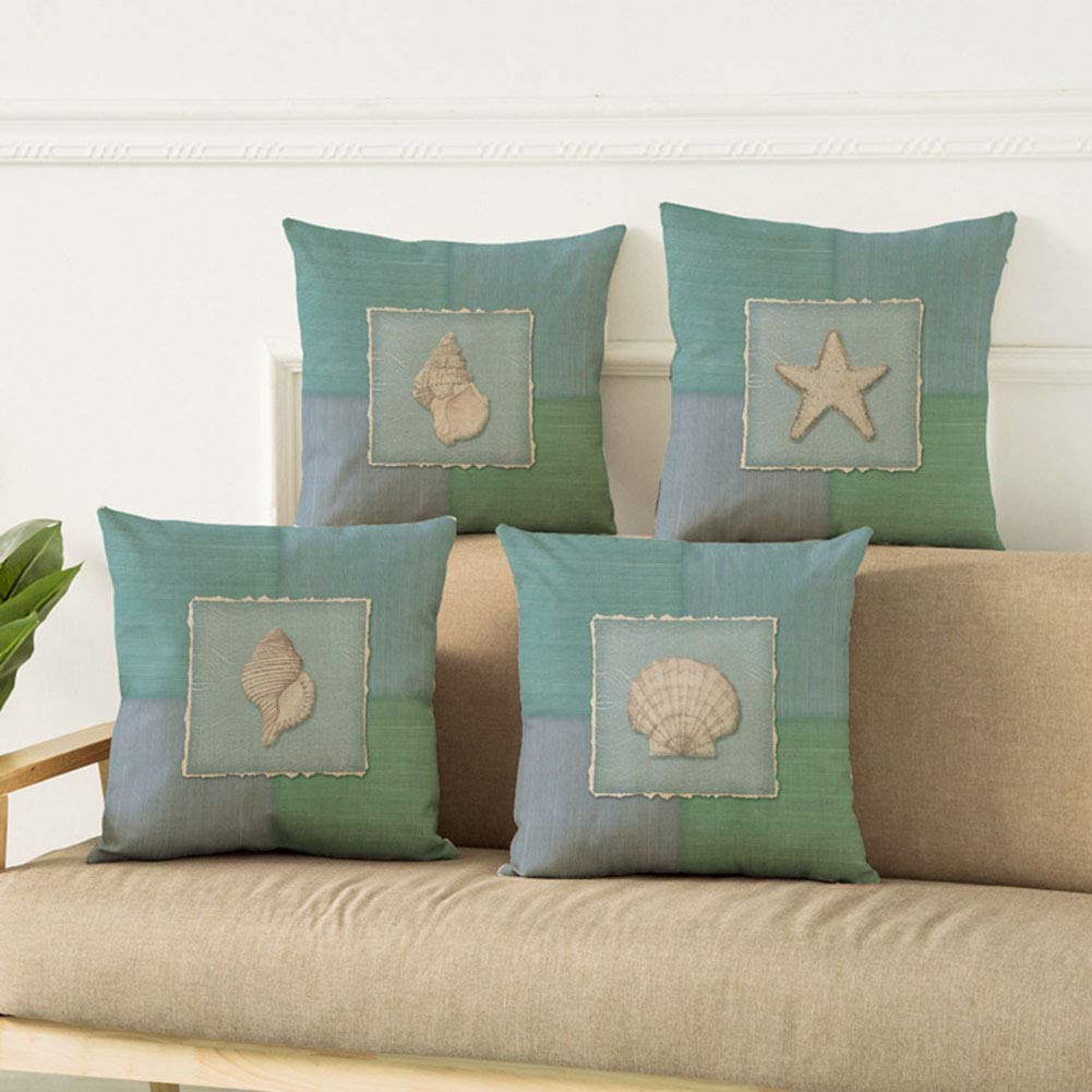 Coussin de voiture marine corail taie coton déco starfish 45cm