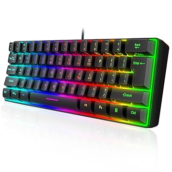 Verilux 61 Keys Wired Gaming Keyboard - RGB Backlit Ultra-Compact Mini Keyboard, Waterproof Mini Compact 61 Keys Keyboard,Quiet Ergonomic Mechanical Feeling Keyboard for Gaming and Office