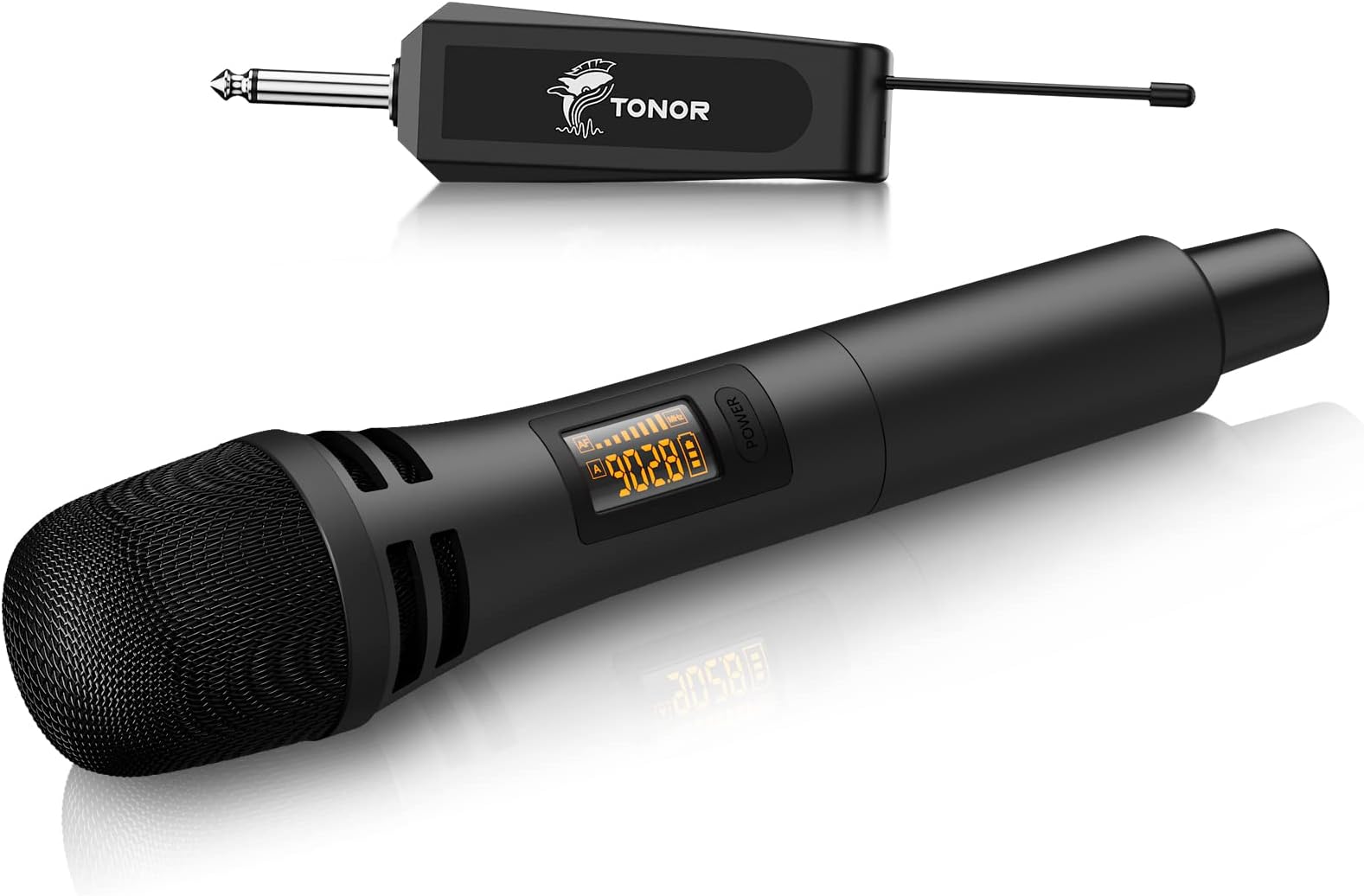 TONOR Wireless Microphone, UHF Karaoke Microphone System, Microfonos Inalambricos with Rechargeable Receiver, Cordless Dynamic Mic Set for Singing, Wedding, Party, 60 m/200ft TW310, 1 Mic Black
