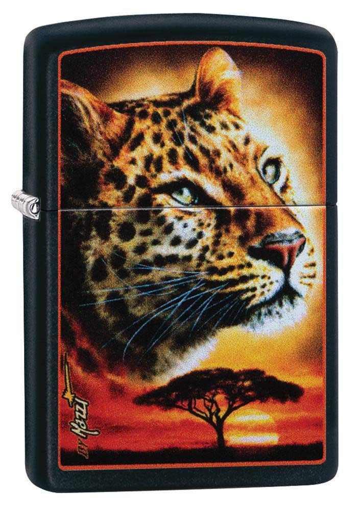 Zippo Sturmfeuerzeug - Leopard - Black Matte, Schwarz - Colour Image - Wiederverwendbar - Windfestes Benzinfeuerzeug - Geschenkbox - Made in USA