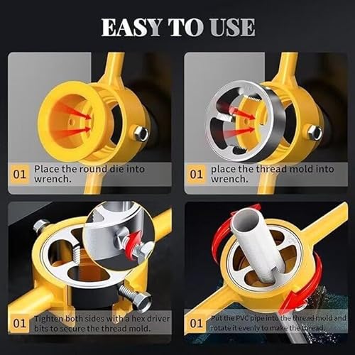 NestNook 6-teiliges NPT-Gewindeschneider-Werkzeugset für PVC-Rohre (Größen 1/2, 3/4 und 1)