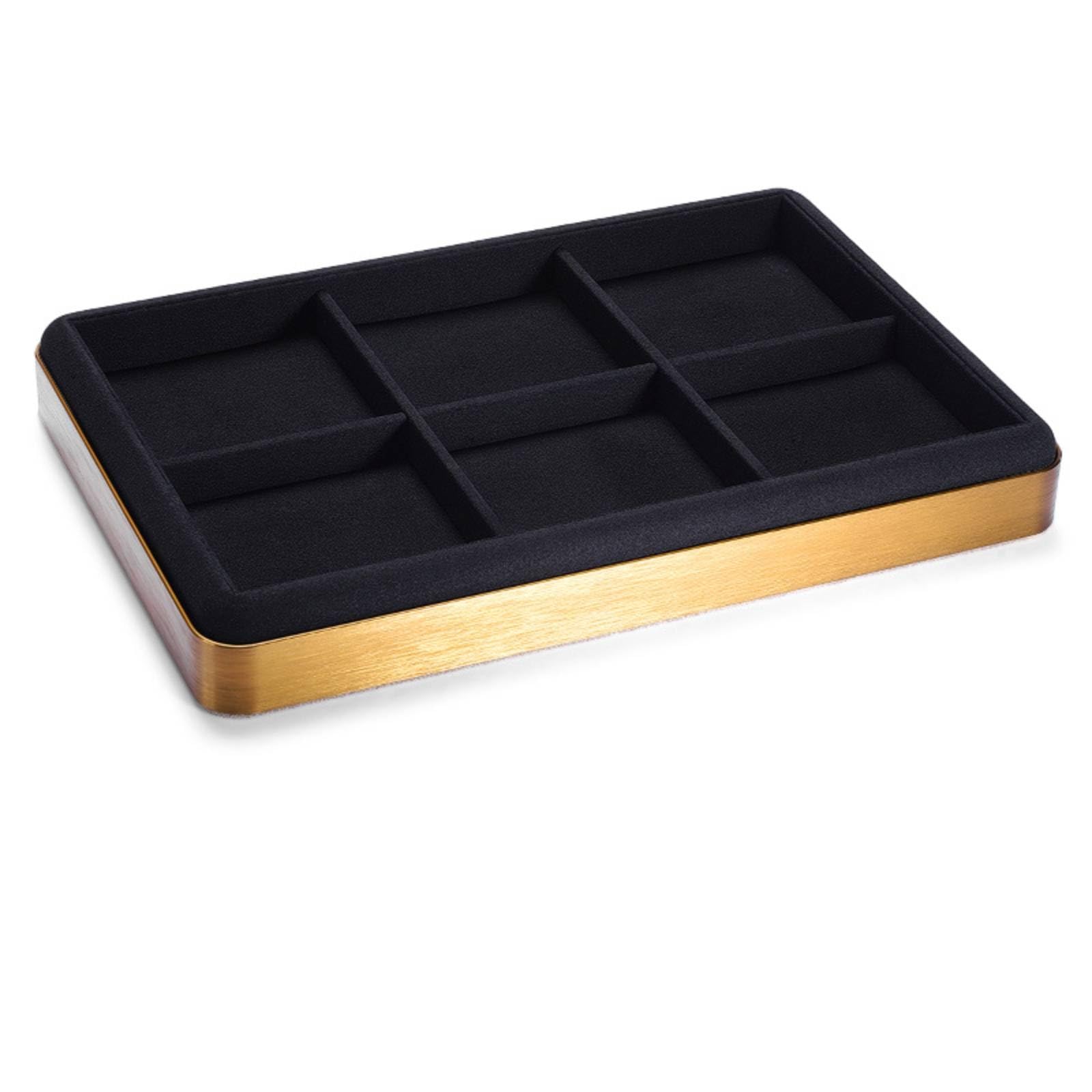 Gralara Plateau Rangement pour Bijoux Élégant, Plateau À Six Compartiments, Noir Élégant
