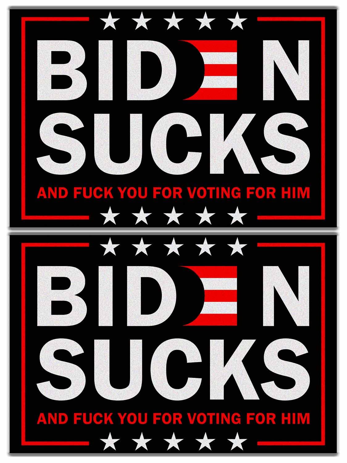 Tracy Li 2 Pack Biden Sucks Car Magnet Sign Funny Fuck Biden Reflective Vinyl Sign Laptop Decal Car Bumper Window Waterproof Magnet Decoration, EE52