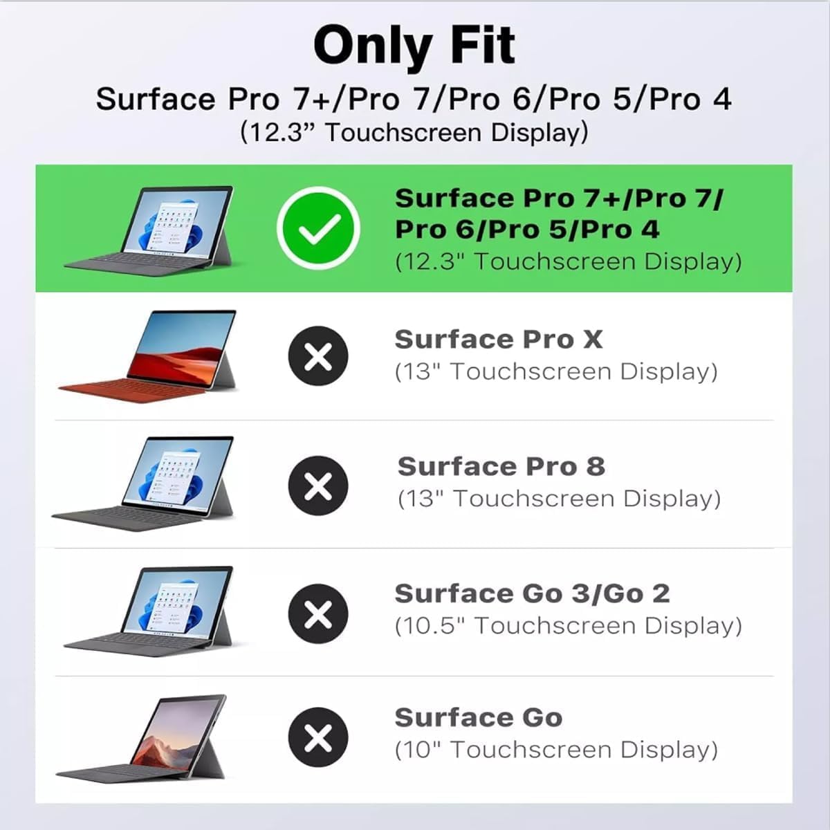 Case for Microsoft Surface Pro 4/5/6/7, All-in-One Cover with Pen Holder, Kickstand, Compatible with Type Cover Keyboard, Frosted (Gray)
