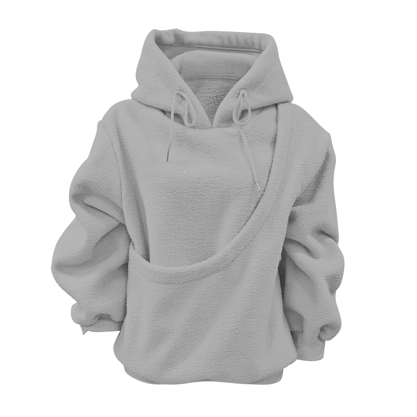 Generico Felpa con Cappuccio in Pile Sherpa for Animali Domestici da Donna, con Tasca A Marsupio Oversize, Calda E Soffice Felpa Invernale Carina E Comoda A Maniche Lunghe