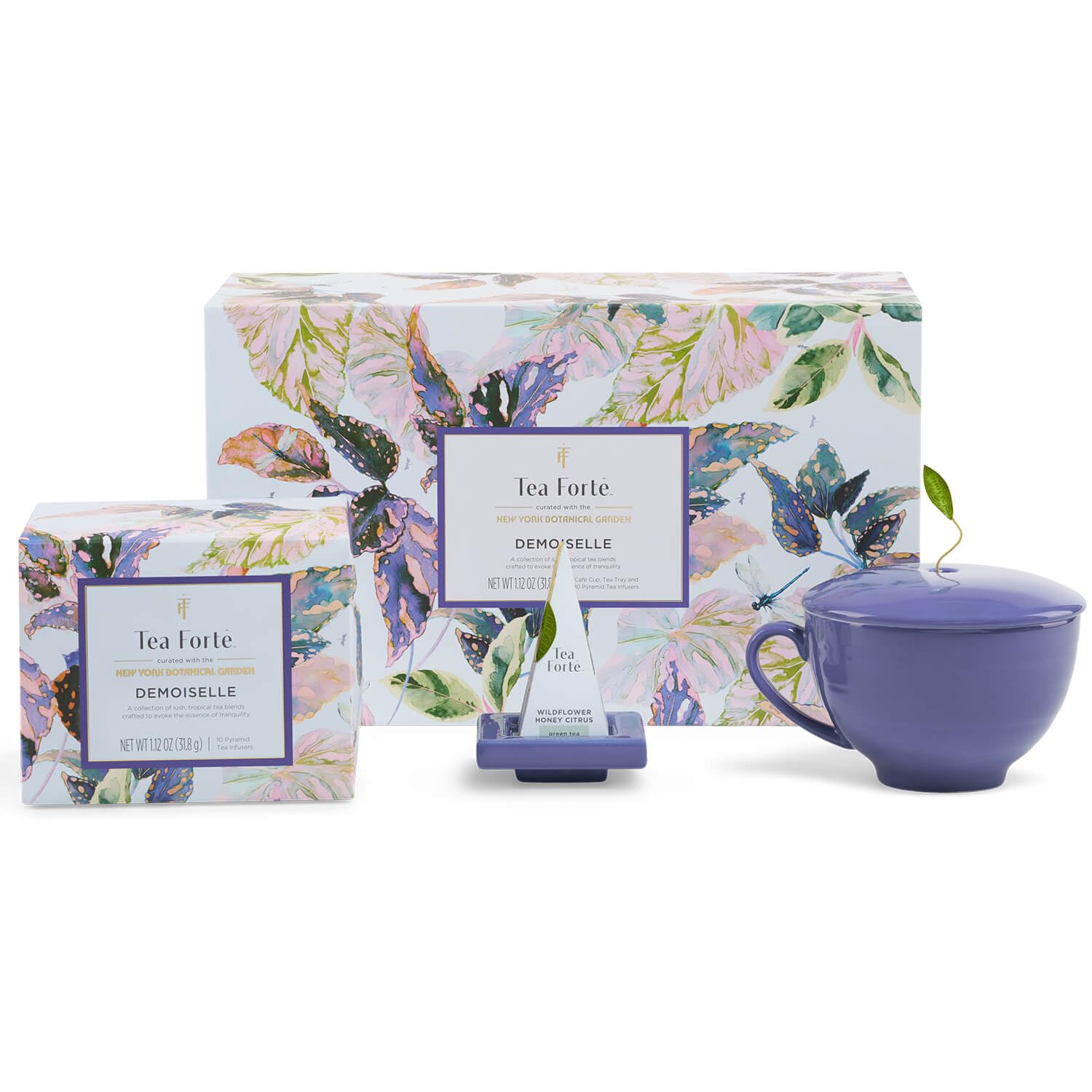 Tea Forte Filiżanka do kawy Zestaw upominkowy do herbaty, Demoiselle, 10 sztuk | Filiżanka do kawiarni - taca na herbatę - pudełko prezentacyjne - 10 zaparzaczy piramidowych - kolekcja Demoiselle