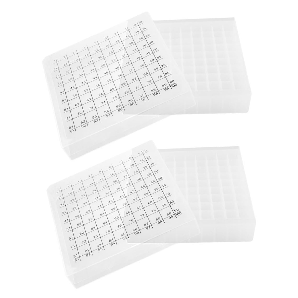 CHILDWEET Organization 2pcs Leak Proof Storage Tube Box 100 Slots for 1.8ml 2ml 5ml 10ml Tubes Vial Rack