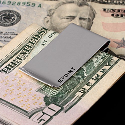 Epoint EQA09B03 Silver Stainless Steel Money Clip Wallet Fitted Design Double-Sided Money Clip Card Holder For Wedding4