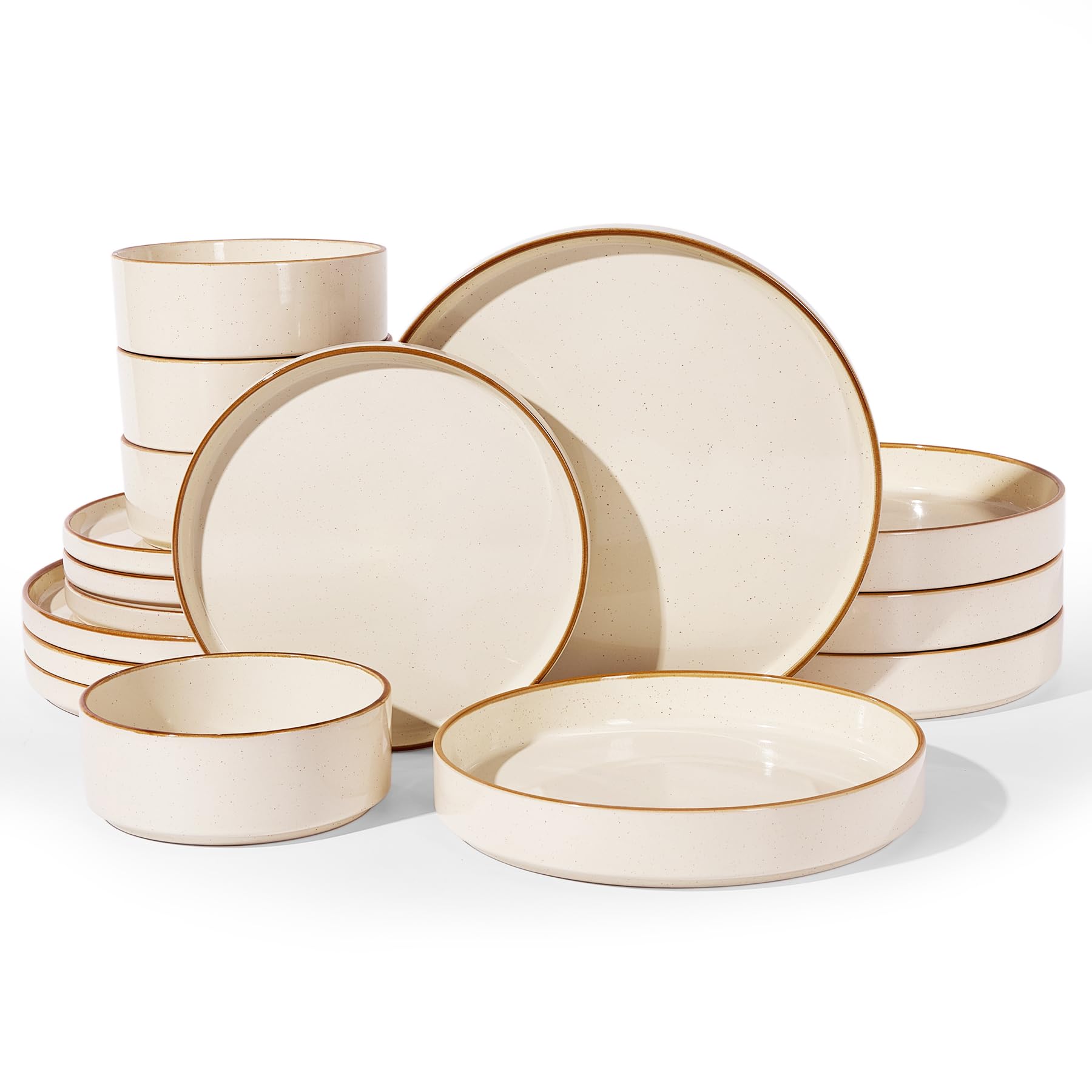 Famiware Nebula 16-Piece Stoneware Dinnerware Set with Pasta Bowls