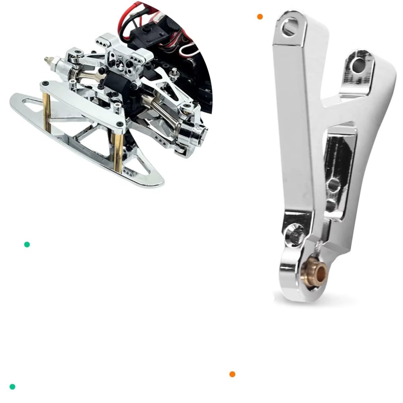 Genérico para 14301 14302 14303 14304 1/14 Piezas Mejoradas Coche RC Componentes Parte Delantera Metal Inferior Kit Brazo Oscilante Plata Piezas Coche RC