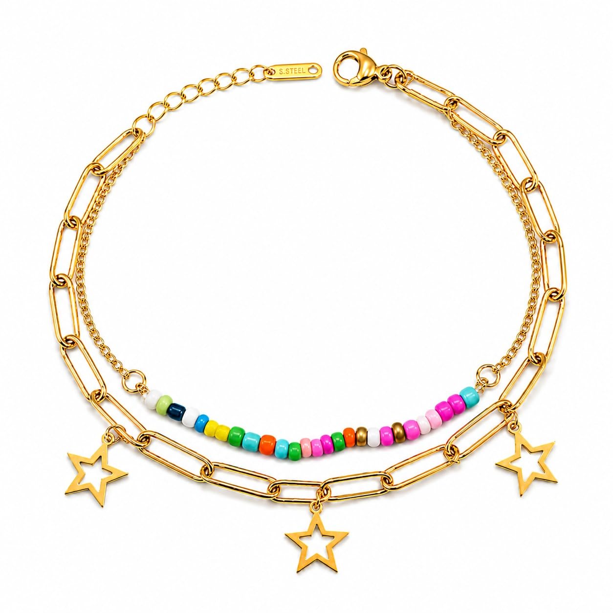 meenaz Anklet for Women Boho Infinity Payal Resin Beach Ankle Bracelet with Gold Starfish Charm Adjustable White Seed Beads Coastal Summer Jewelry for Vacation Paayal Pattilu Pajeb Payel Ankle Chain 9-picture-28