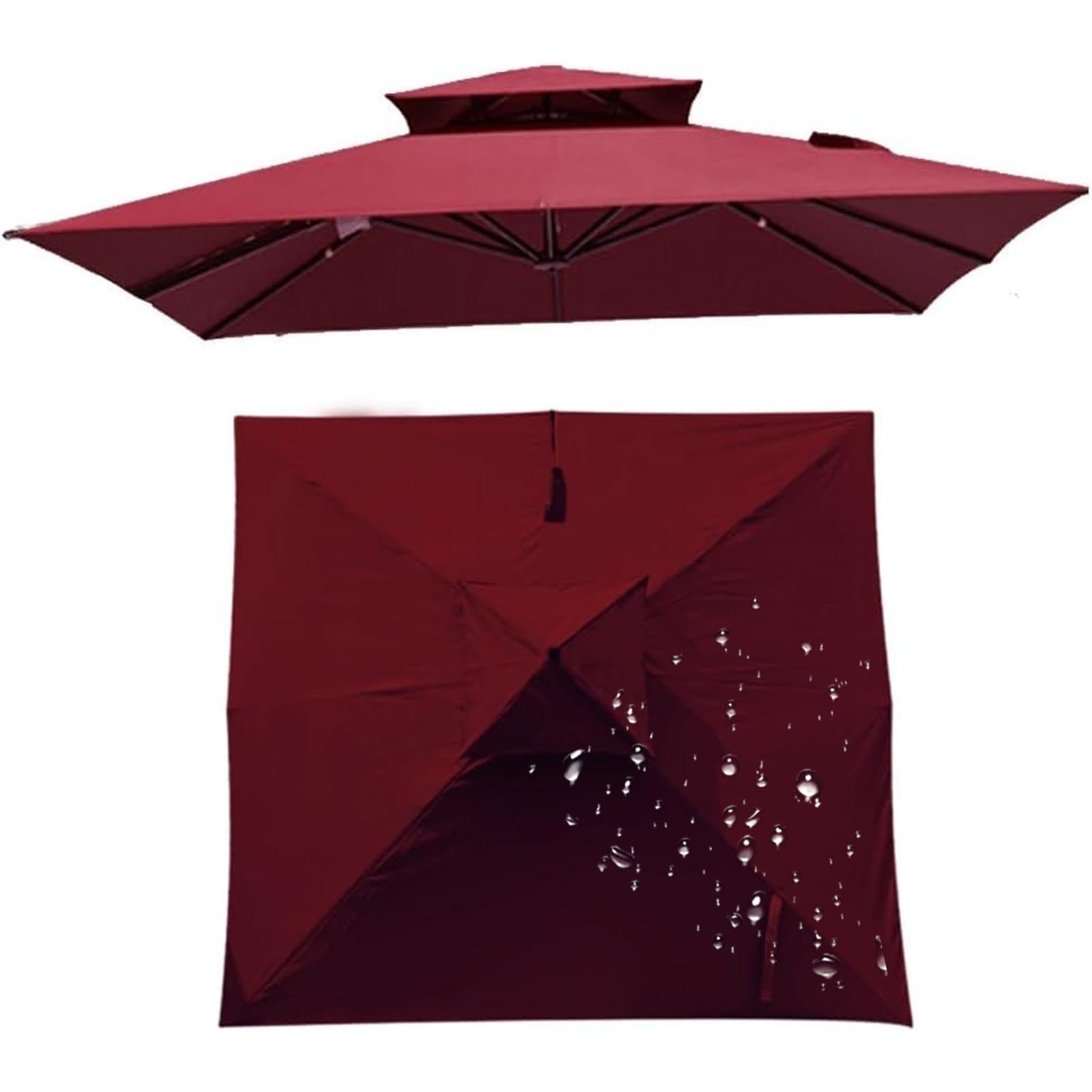 Blgvgklpnt Claret 2.5X2.5m/3X3m 8 Ribs Square Patio Umbrella Replacement Canopy Hanging Offset Cantilever Outdoor Patio Umbrella Cover Canopy 8 Rib Replacement Top (Canopy Only) (,2.5×2.5M(8.2Ft×8.2))