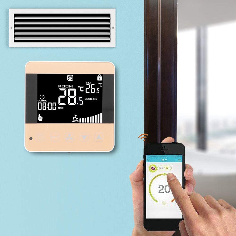 Walfront AC200-240V Thermostat Ventilo-Convecteur Intelligent Digital Central Climatiseur Thermostat Régulateur de Température Unité de Bobine de Fan Affichage LCD(WiFi Type)