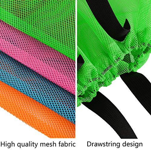 Image of 4Pieces Cute Mesh Pool Tote Bags,Mesh Beach Bags With Drawsting For Swim,Travel,Party, Color1, One Size