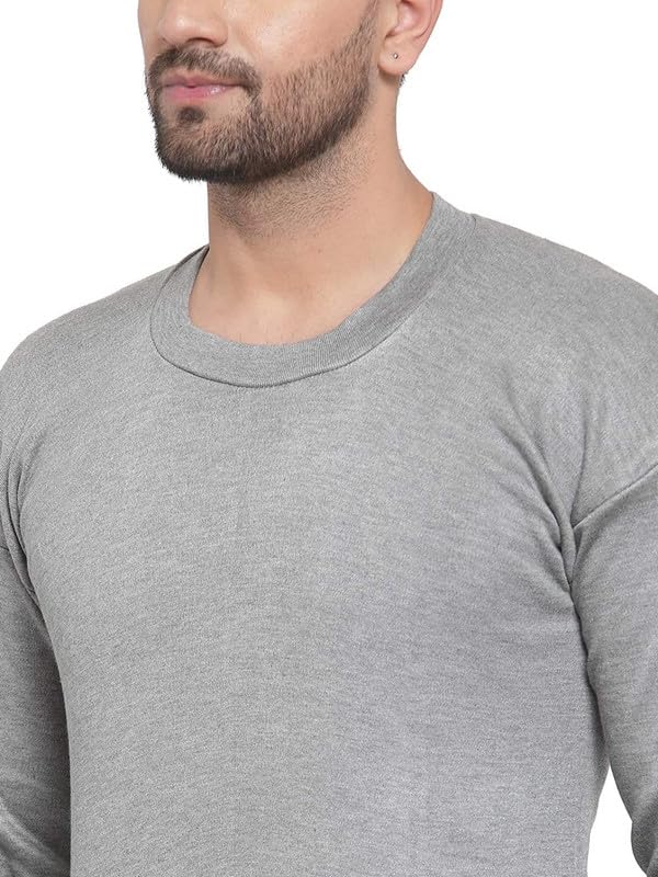 Winter Thermal Top for Men in Cotton Blend | Round-Neck Men's Inner Thermal Wear | Full Sleeves and Snug Fit | Premium Thermal Vest for Men | Pack of 2 Blue-Grey - Image 2 thumbnail