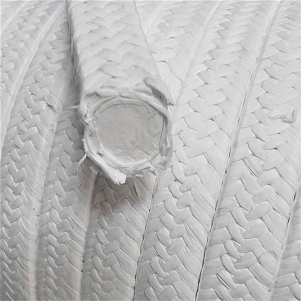 Corda in fibra di vetro per stufe, Guarnizione di compressione intrecciata in PTFE bianco, larghezza da 4 x mm a 20, lunghezza 1 M/2 M | 2MX20MMX20MM