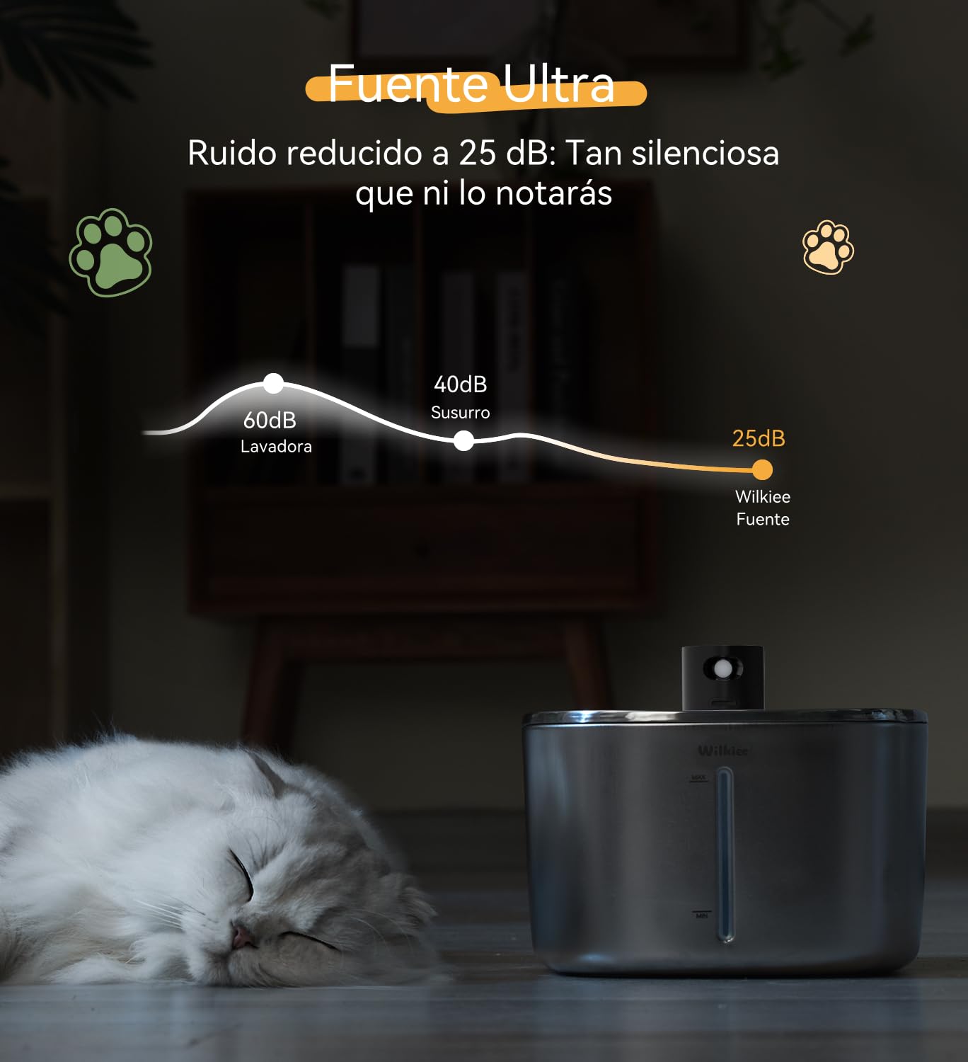 Fuente para gatos de acero inoxidable, inalámbrica, 4,1 L, 4000 mAh, negro, sin adaptador | 4000 mAh, 3 modos (sensor/tiempo/duración), silencioso, filtro, para gatos y perros pequeños, con 1 filtro de repuesto