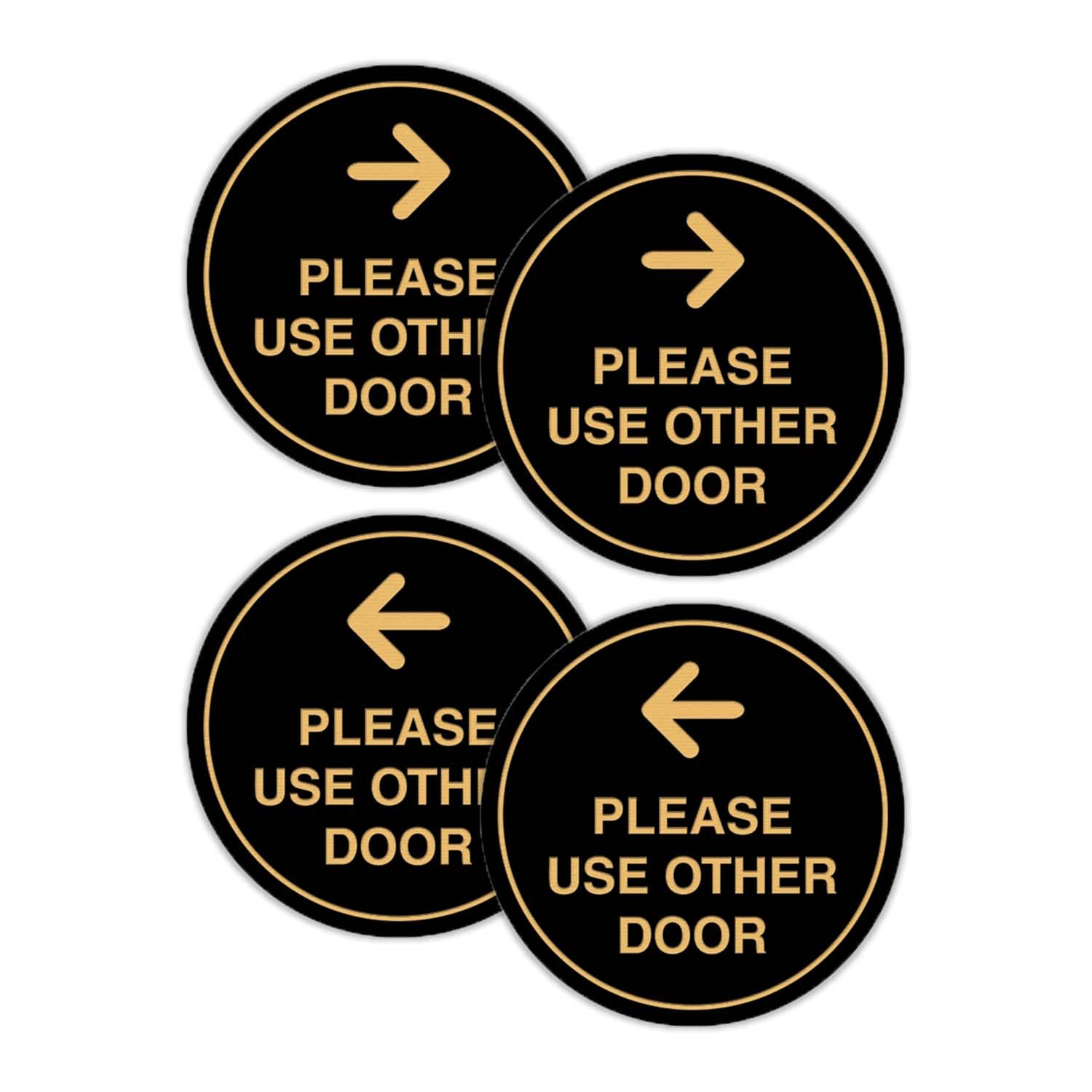 Signs ByLITA Circle Please Use Other Door Sign Set with Adhesive Tape, Mounts On Any Flat Surface (Black/Gold) - Small 2 Pack