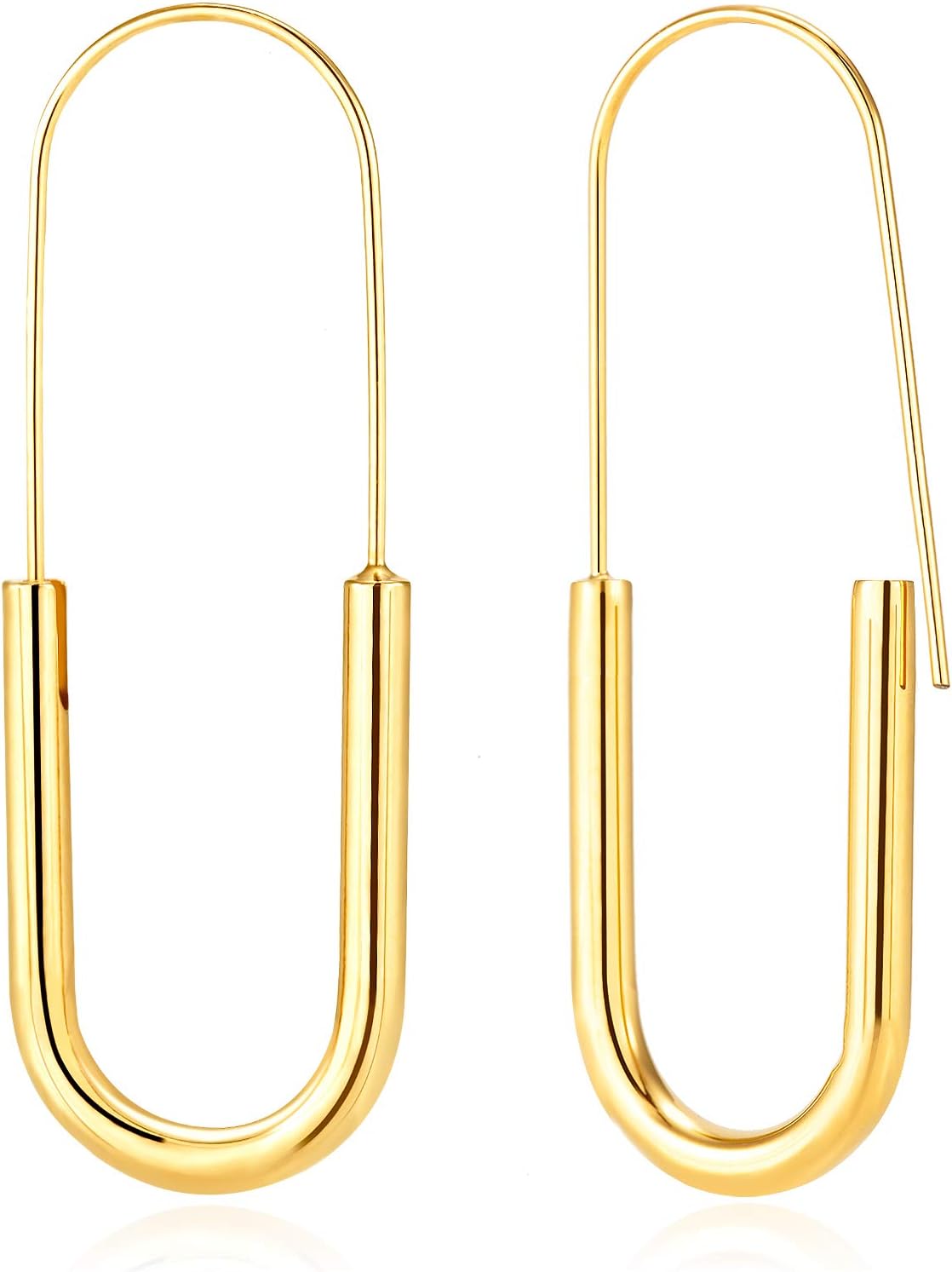 Pin Earrings Hoop: Minimalist Hypoallergenic Gold Plated Fashion Trendy Jewelry for Women