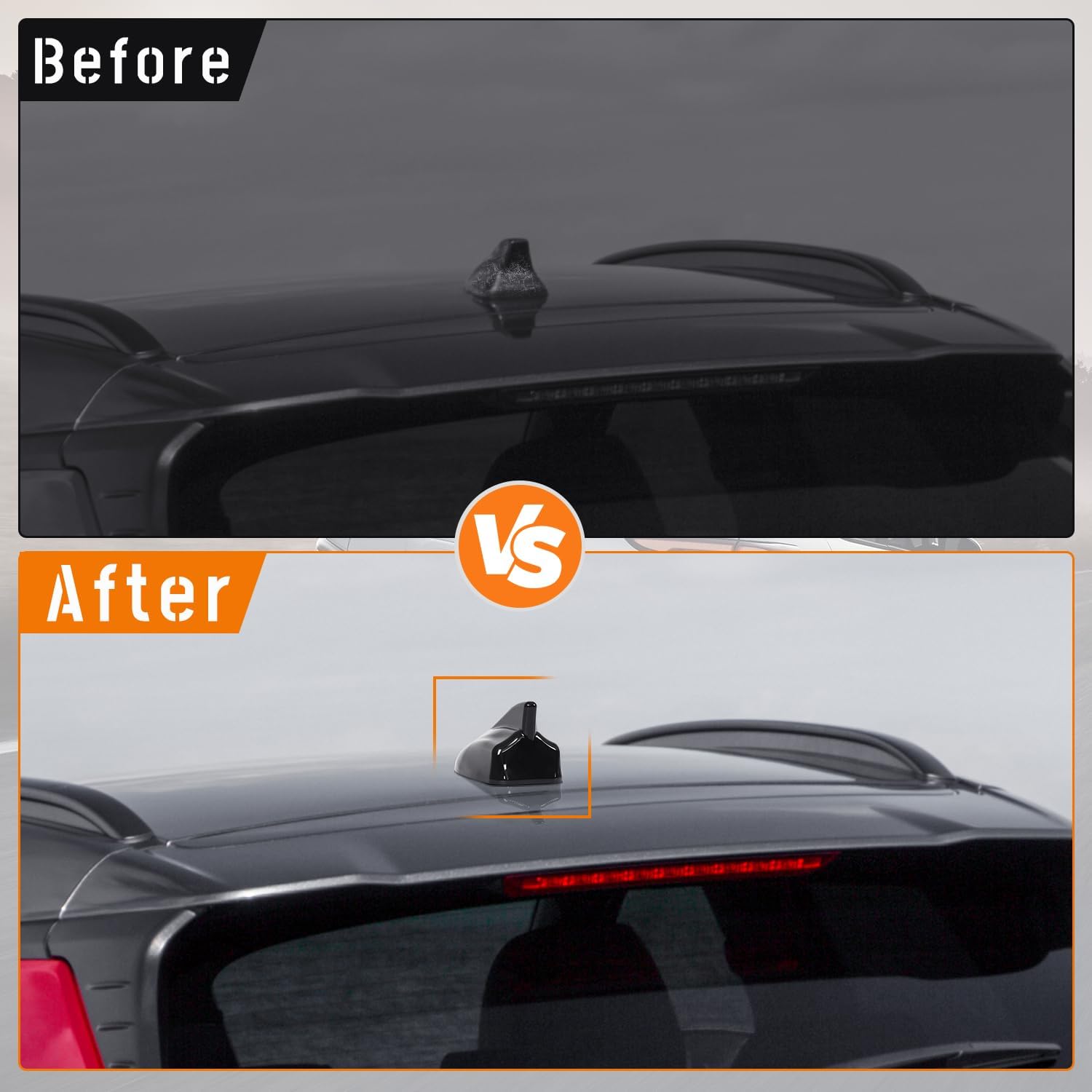 Shark Fin Antenna Cover,Car Roof Antenna Caps Compatible with Hyundai Kona 2018 2019 2020 2021 2022 2023,96210-J9300,Roof Topper Cover Replacement,Glossy Black,1PCS,Without Chip