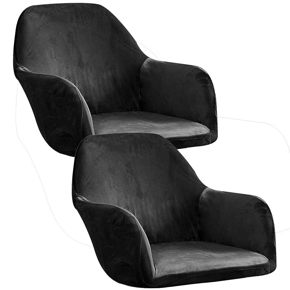 WJHDWYD Armchair Cover Elastic Chair Covers with Armrests Universal 1/2/4/6 Pieces Chair Slipcover for Office Dining Room Kitchen Modern(Nero Nero.,2PCS)