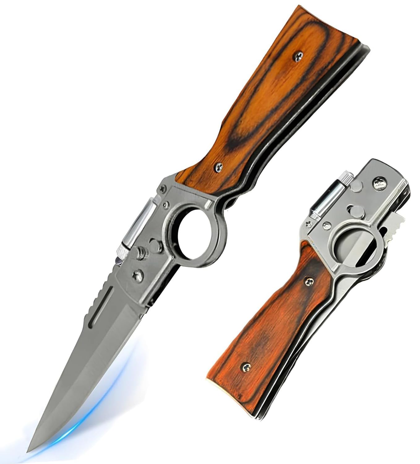 Cuchillo Ak47 EDC Herramienta Multifunción Plegable Portátil Cuchillo para Acampar al Aire Libre Cuchillo de Supervivencia con Luz Adecuado para La Vida Senderismo Camping