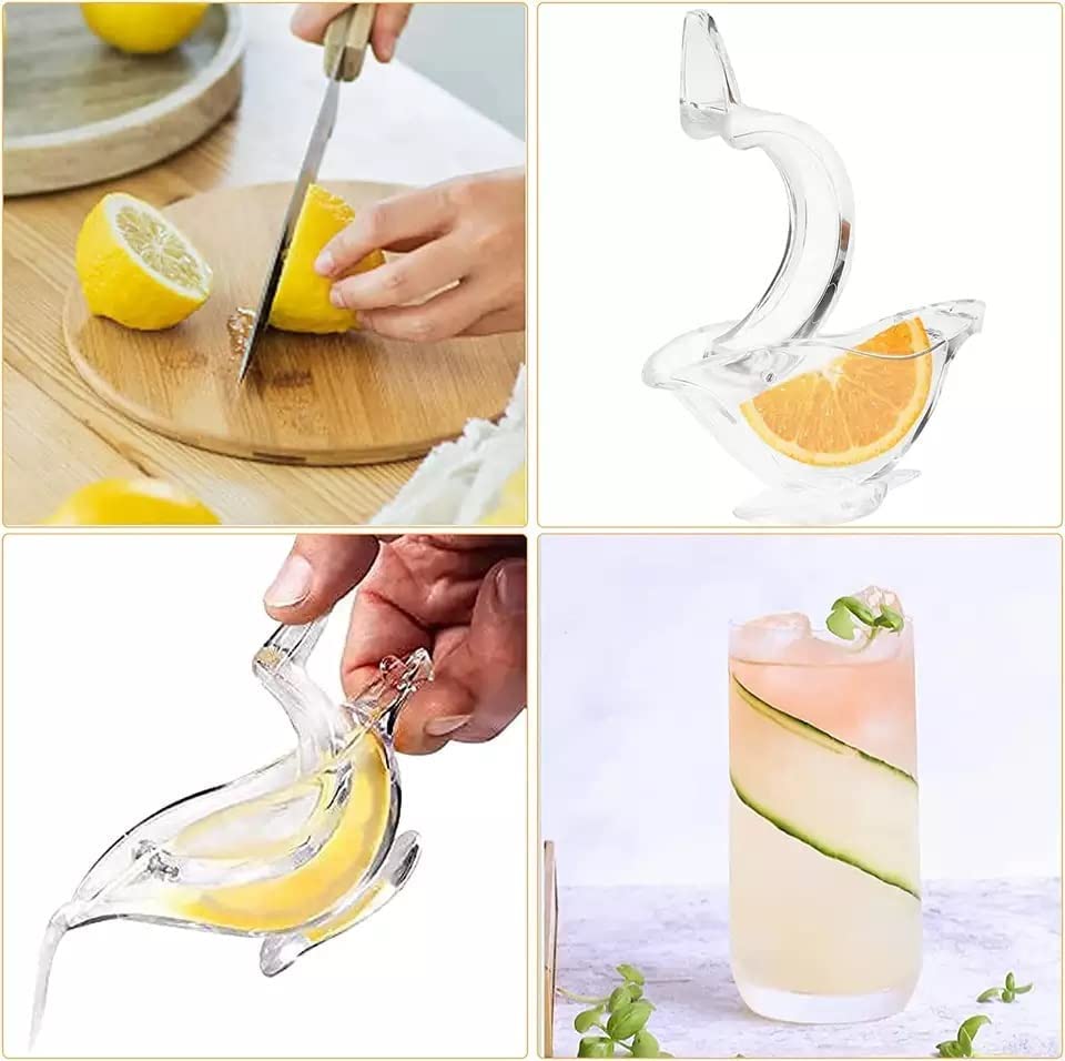 Image of Manual Lemon Squeezer Orange Fruit Hand Juicer Kitchen Acrylic Clips Tools, Glass Acrylic crystal Press Juicer, Kitchen Tools Dinner Plate Elegance Press Bird Lemon & Lime Squeezer. (Pack Of 2)