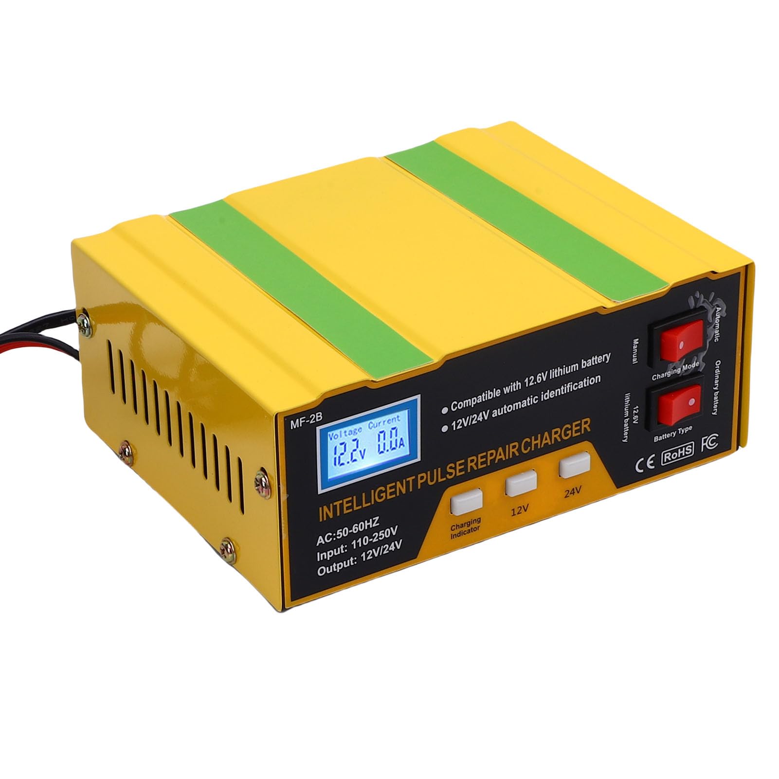 Caricabatteria per Auto 12V 10A 24V 7.5A 180W, Mantenitore di Batteria Intelligente con Controllo CPU, Caricatore di Mantenimento a Impulsi per Moto Auto SUV Camion (Spina europea)