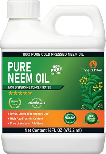 Yield Titan 's Aceite de neem concentrado 100% puro prensado en frío para plantas y verduras de interior y exterior (16 onzas)