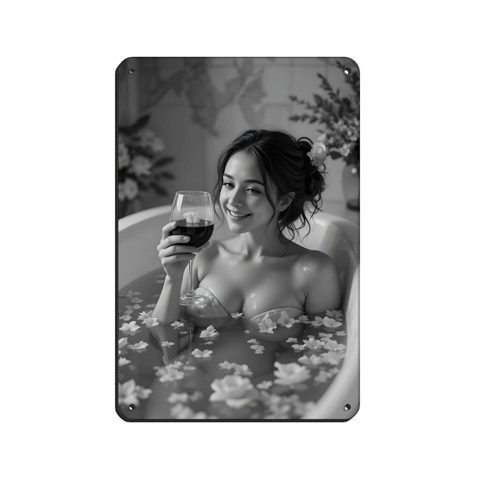 Romantic Bathing Woman Gift Idea Retro Poster Metal Tin Sign Chic Art Retro Iron Painting Bar People Cave Cafe Family Garage Poster Wall Decoration 8x12inch(20x30cm)