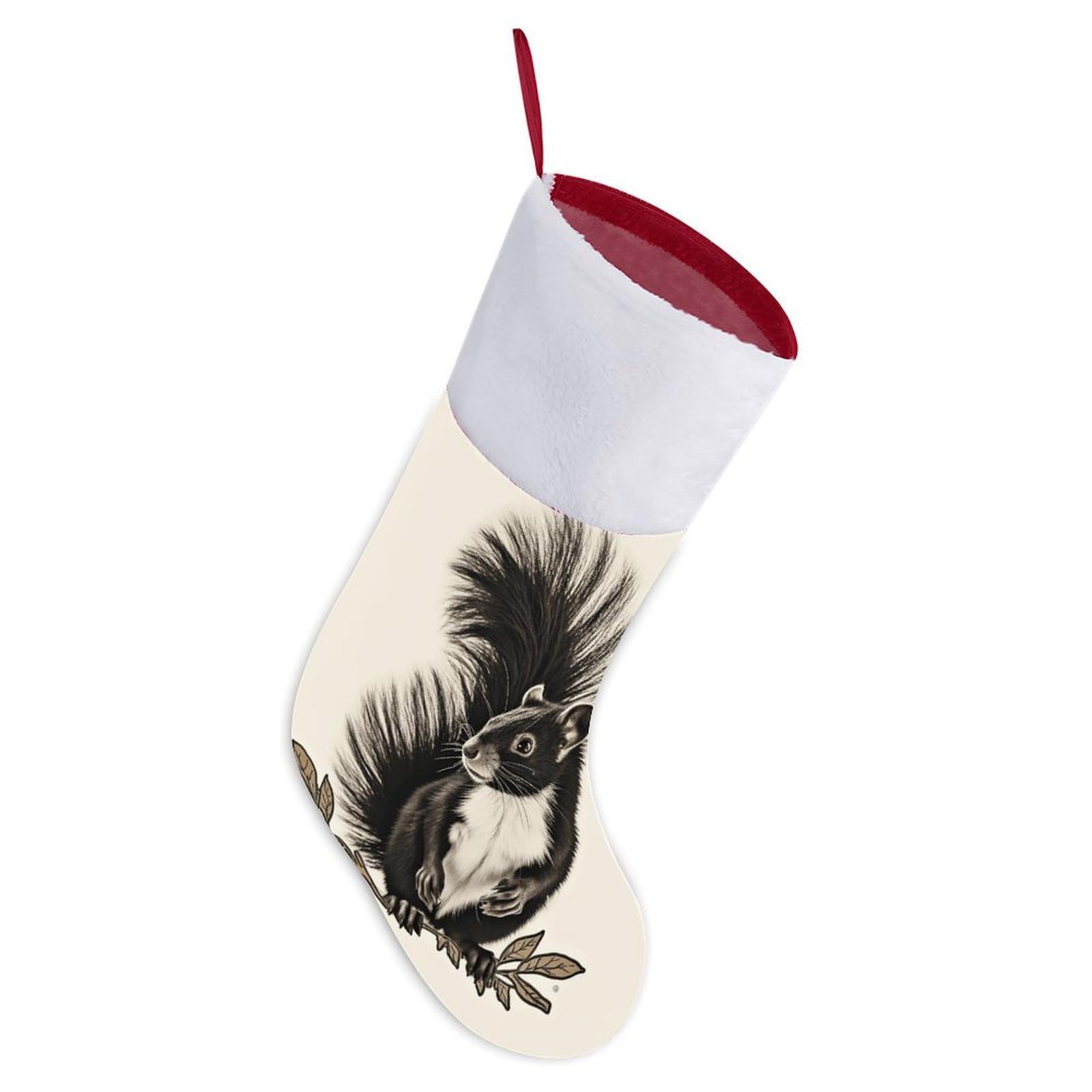 Skunk Christmas Stocking, 16.5 Inch Festive Themed Socks Personalized Hanging Stockings Large Super Soft Xmas Stocking for Xmas Tree Mantel Party Decor