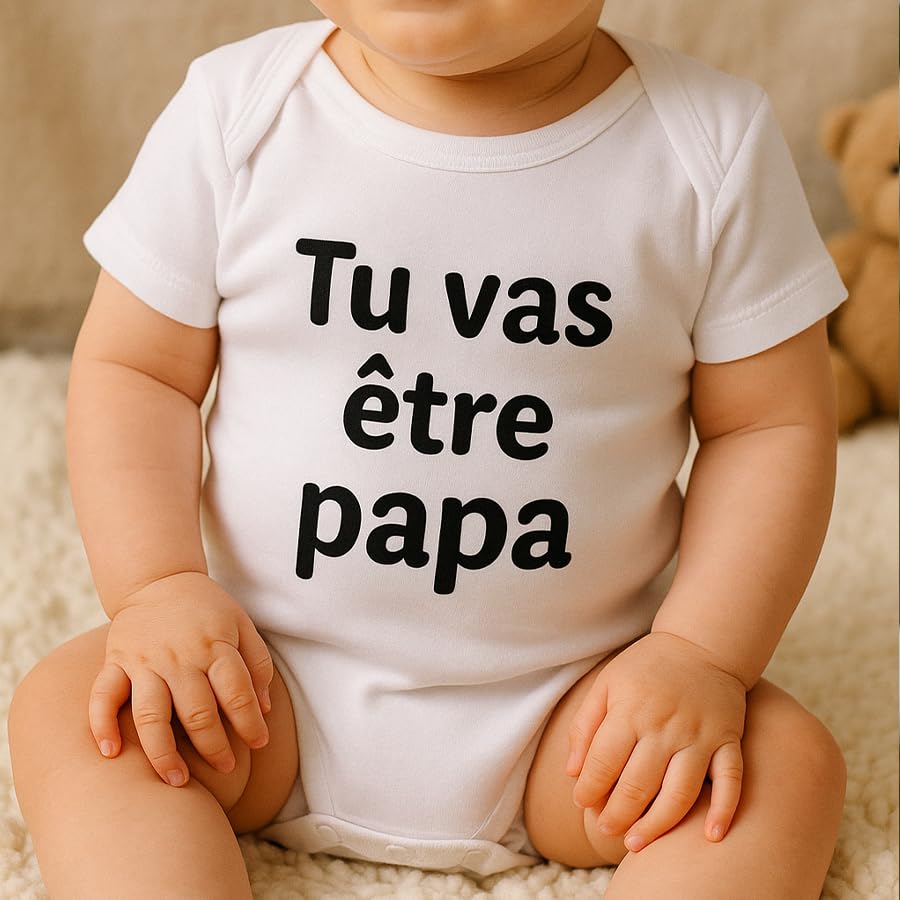 Body bébé ou tee-shirt enfant personnalisable – Ajoutez votre message ou prénom | Cadeau original personnalisé pour naissance, anniversaire, annonce grossesse (Message au choix)